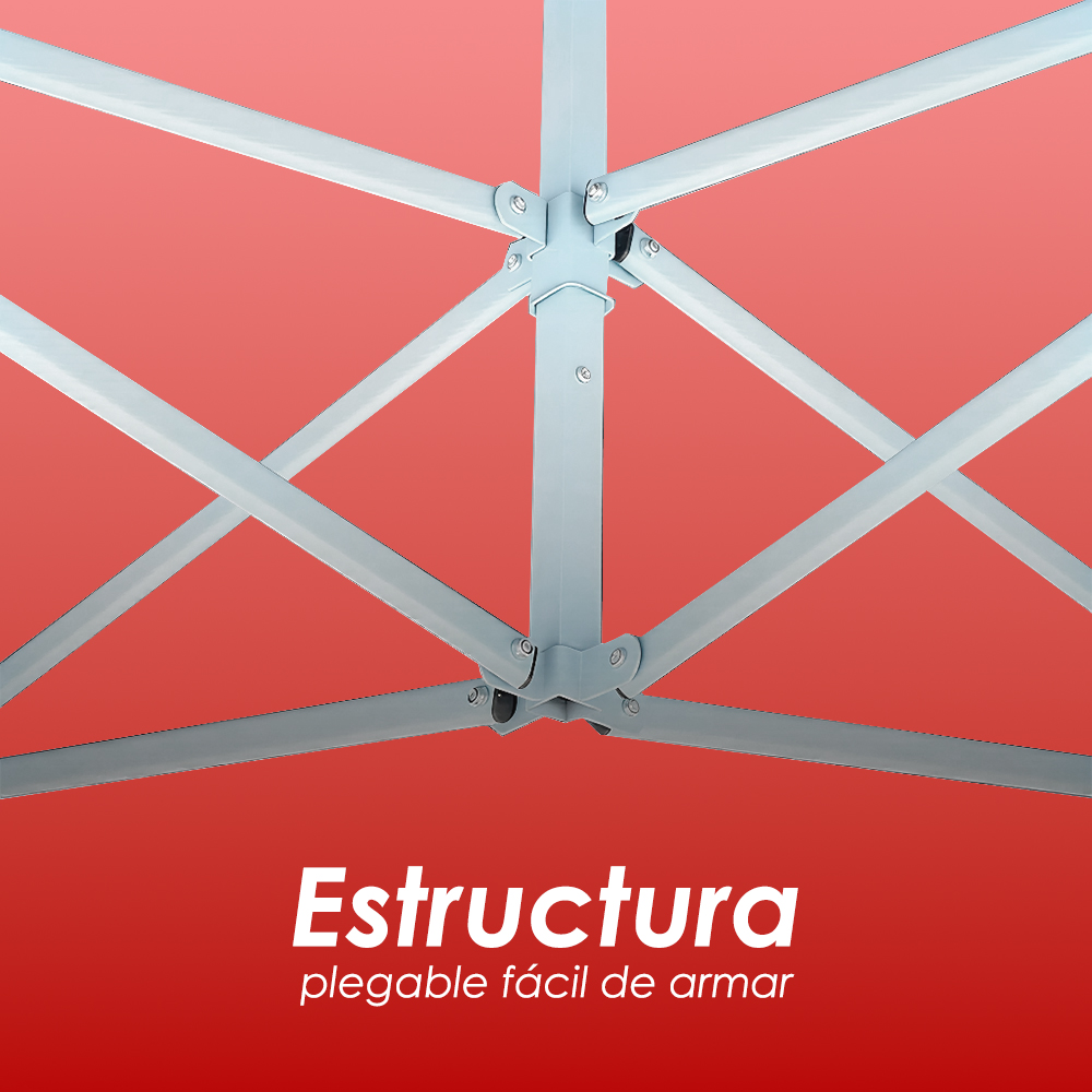 Ilios Innova | Toldo Plegable Rojo 3x4.5, Impermeable y Resistente al Clima con Estructura de Hierro y Tela Oxford.