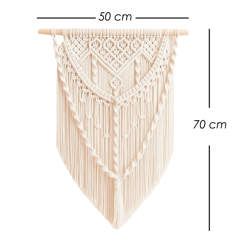 Ilios Innova | Colgante de Pared Boho Beige de Algodón Tejido a Mano, Decoración Estilo Bohemio para Sala o Dormitorio