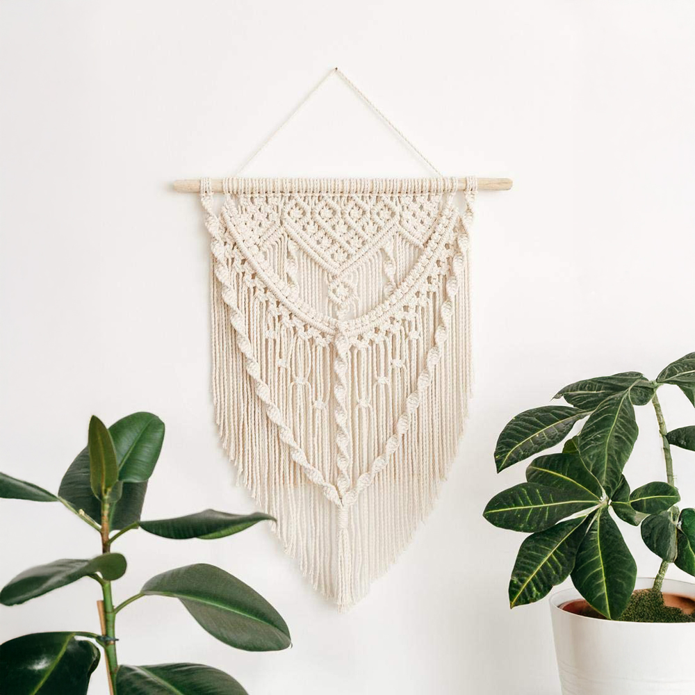 Ilios Innova | Colgante de Pared Boho Beige de Algodón Tejido a Mano, Decoración Estilo Bohemio para Sala o Dormitorio
