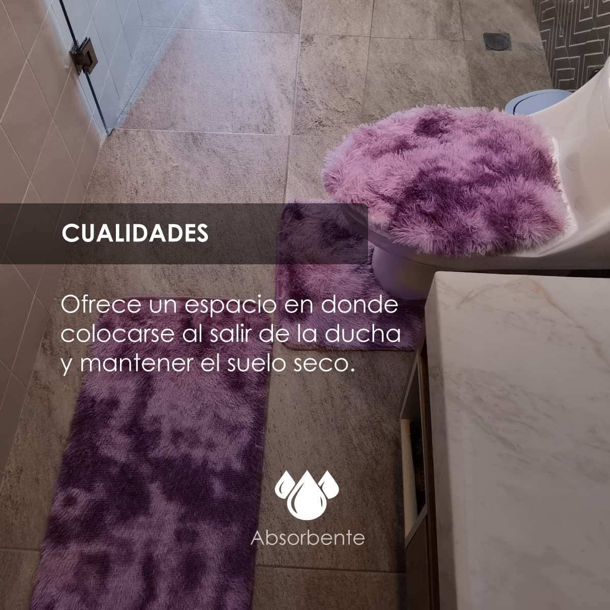 Tapete De Baño Juego 3 Piezas Alfombrillas Motley Marca Ilios Innova 