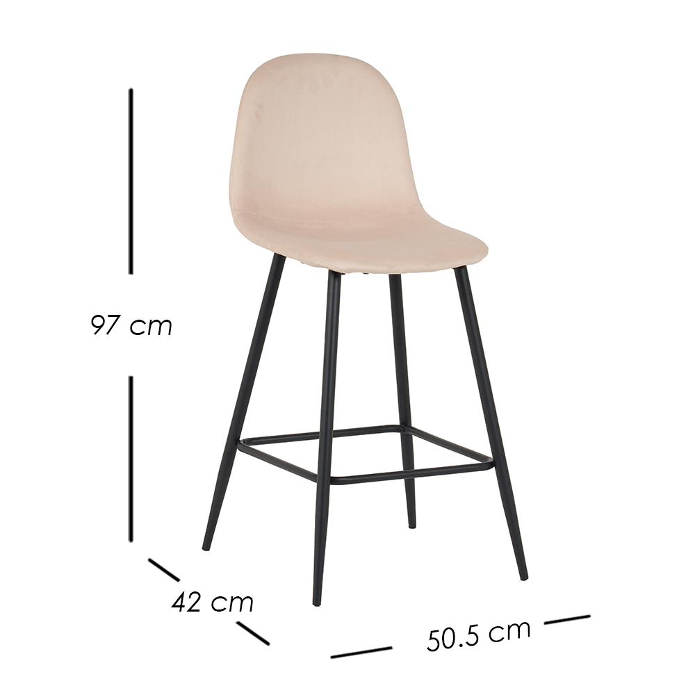Ilios Innova | Set de 4 Sillas Altas de Bar Candina Beige con Estructura Metálica Negra, Diseño Moderno para Cocina