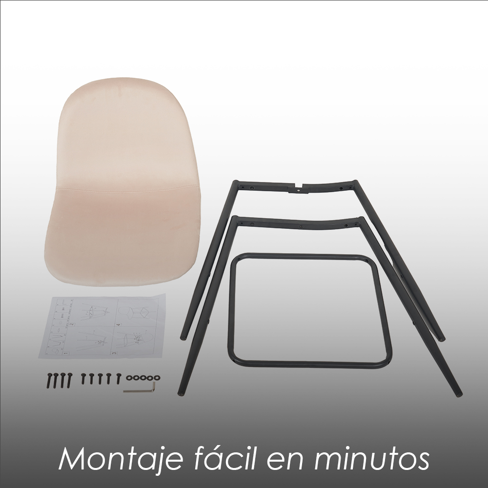 Ilios Innova | Set de 4 Sillas Altas de Bar Candina Beige con Estructura Metálica Negra, Diseño Moderno para Cocina