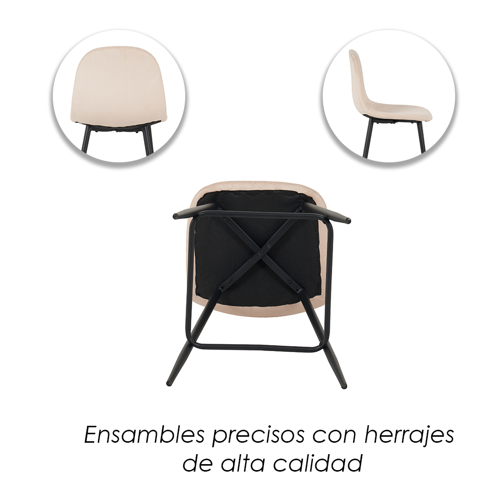 Ilios Innova | Set de 4 Sillas Altas de Bar Candina Beige con Estructura Metálica Negra, Diseño Moderno para Cocina