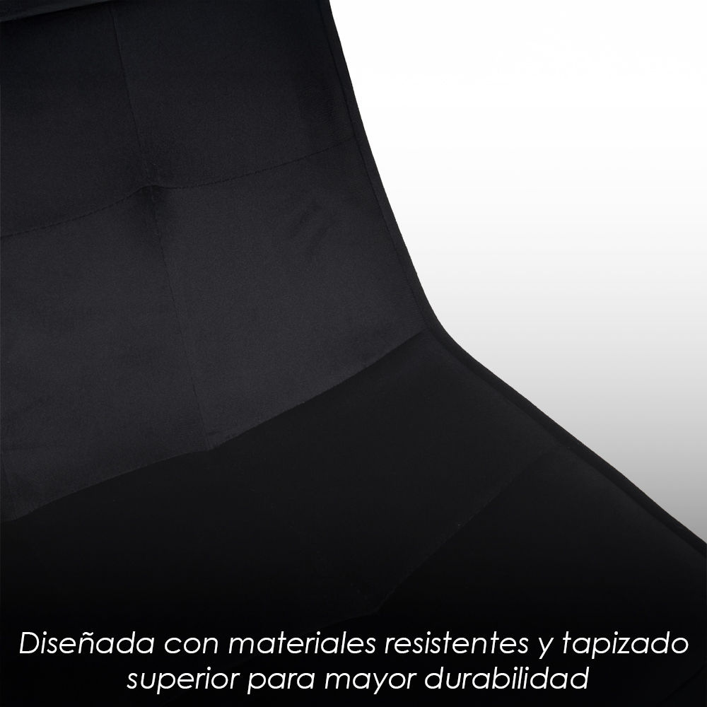 Ilios Innova | Paquete de 4 Sillas de Comedor Lar Tapizadas en Terciopelo Color Negro. Diseño Moderno y Minimalista
