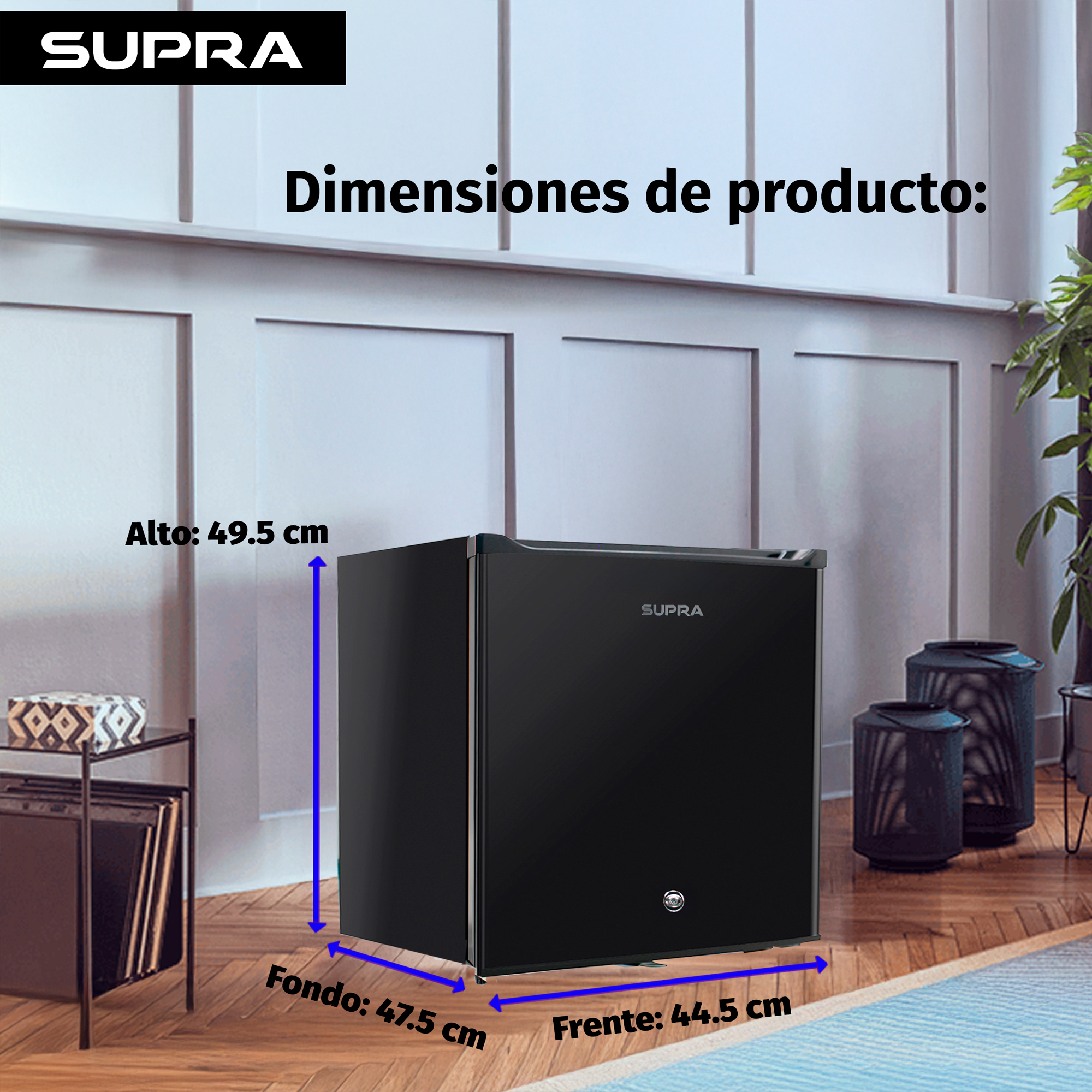 Supra Vail, Frigobar Negro De 47l Con Congelador