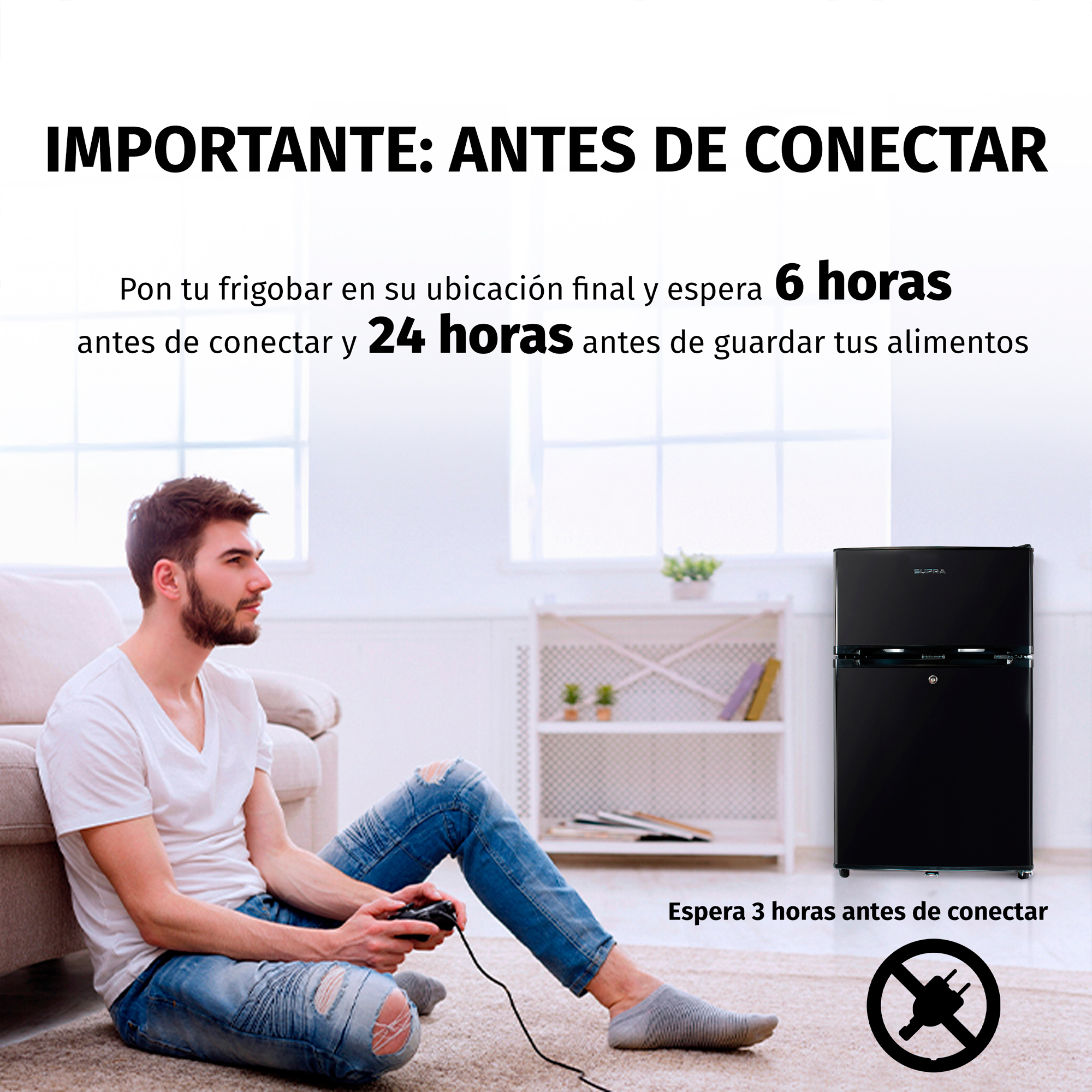 Supra Vail, Frigobar Negro De 47l Con Congelador