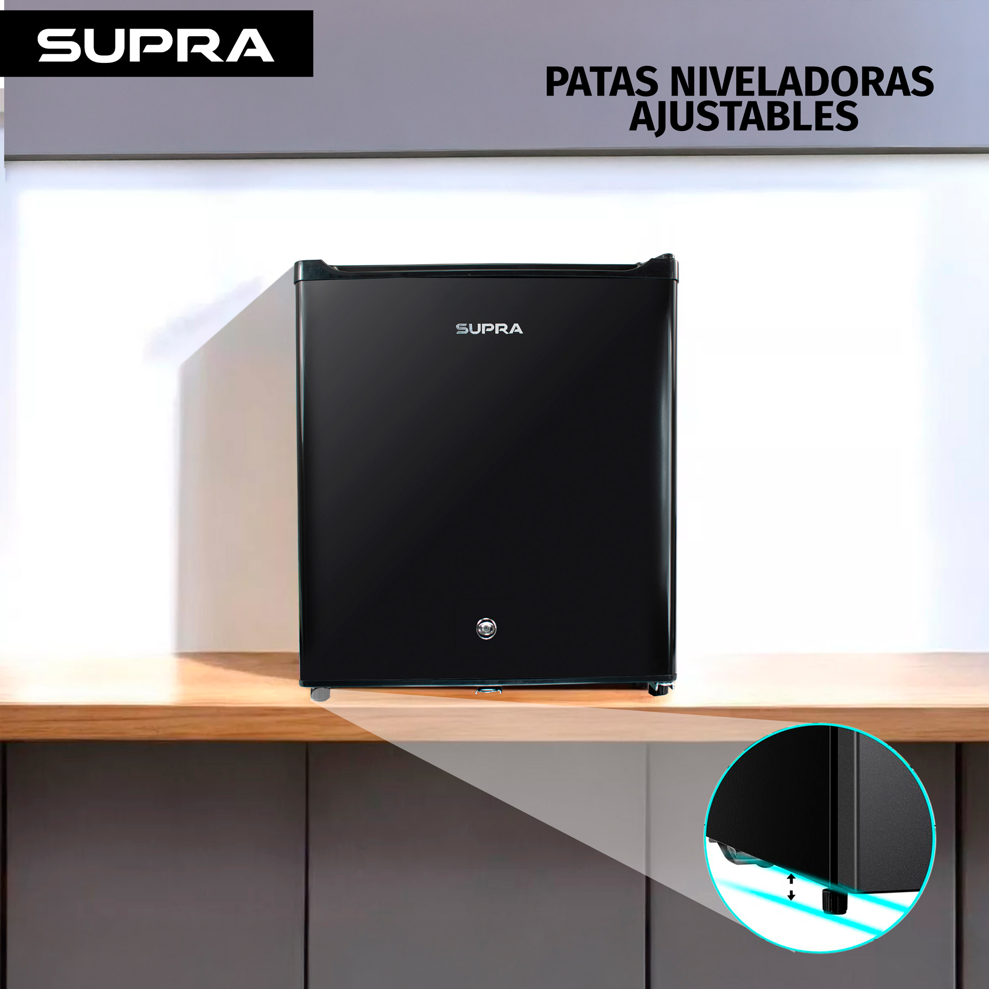 Supra Vail, Frigobar Negro De 47l Con Congelador