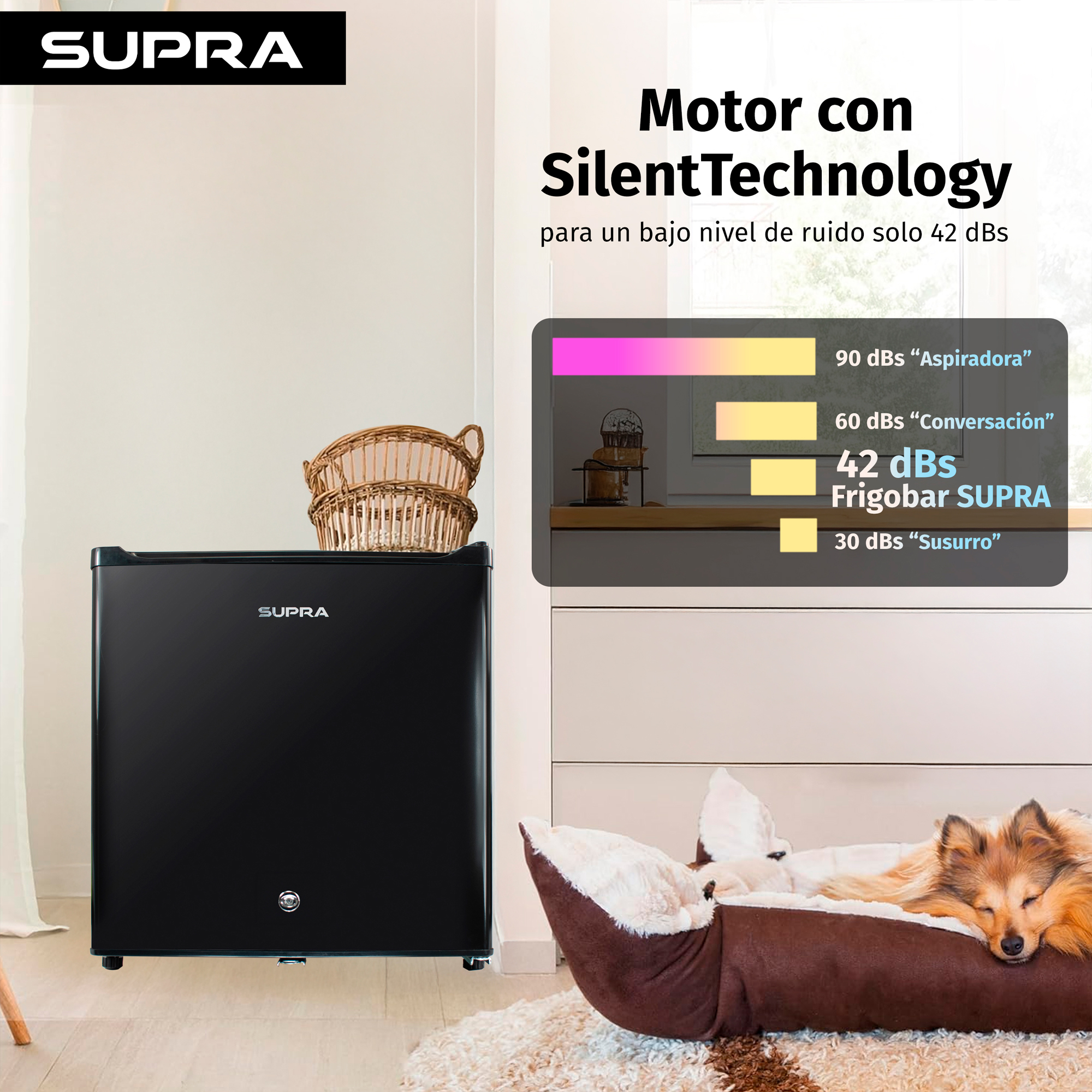 Supra Vail, Frigobar Negro De 47l Con Congelador