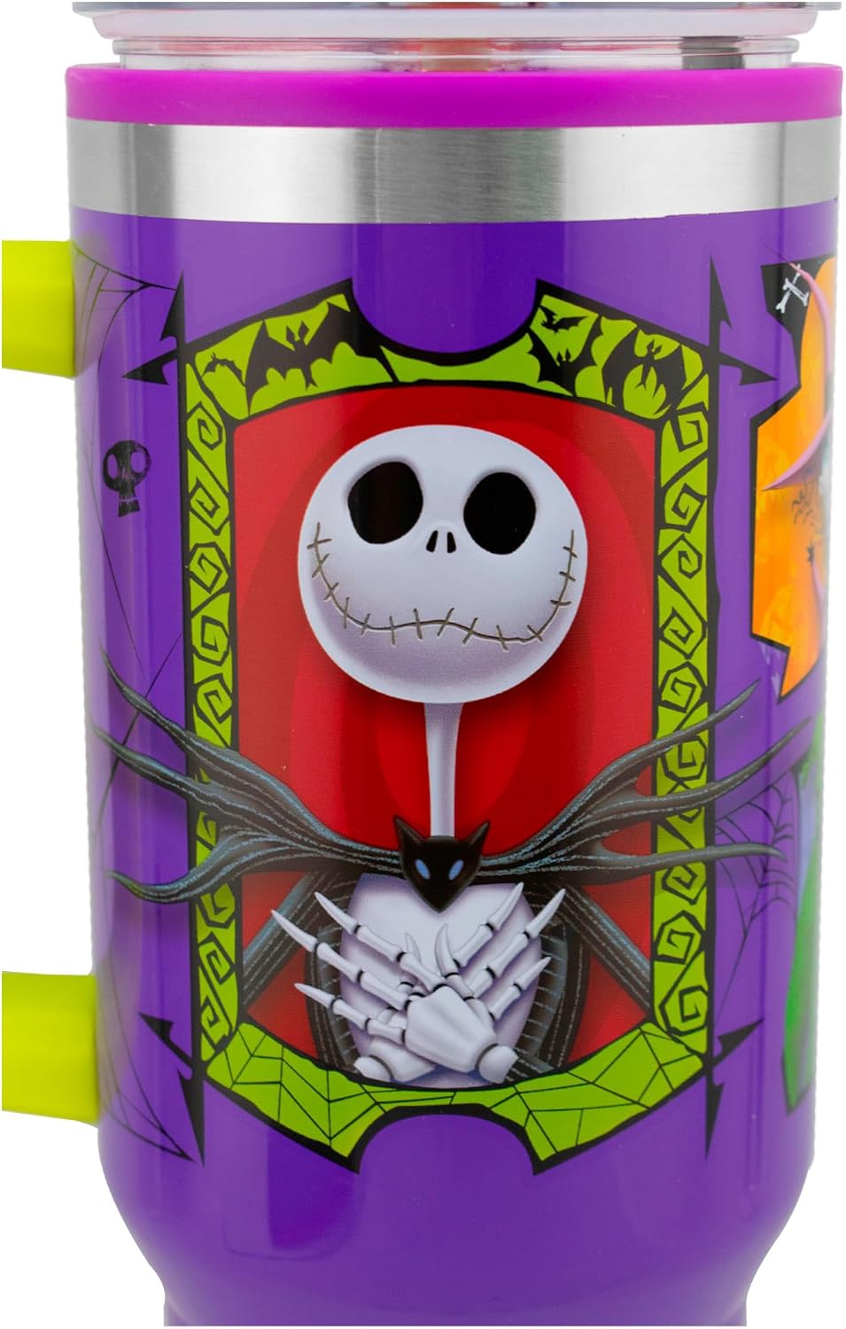 Jack Skellington Termo El Extraño Mundo de Jack Grande Acero Inoxidable con Tapa y Popote Capacidad 1.2 Litros