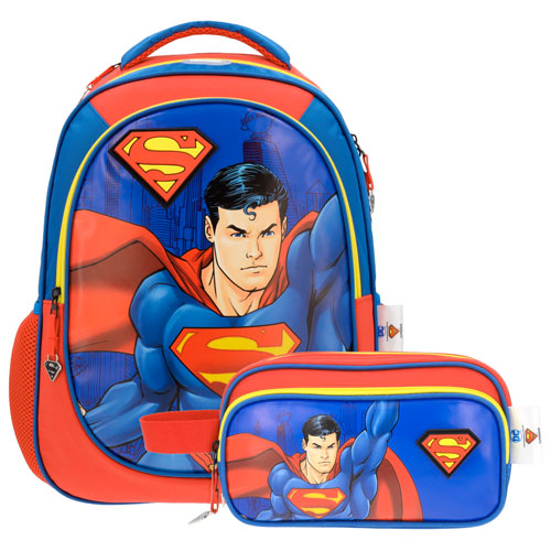 Superman Set Mochila Escolar y lapicera con Capa Dc Comics Set Con 2 piezas