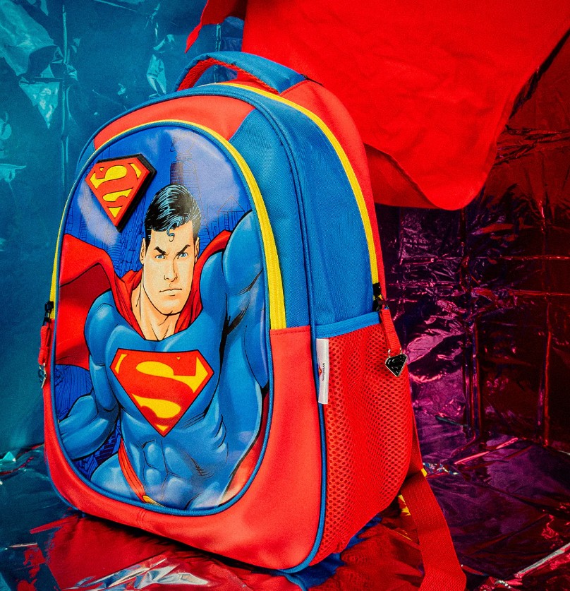Superman Set Mochila Escolar y lapicera con Capa Dc Comics Set Con 2 piezas