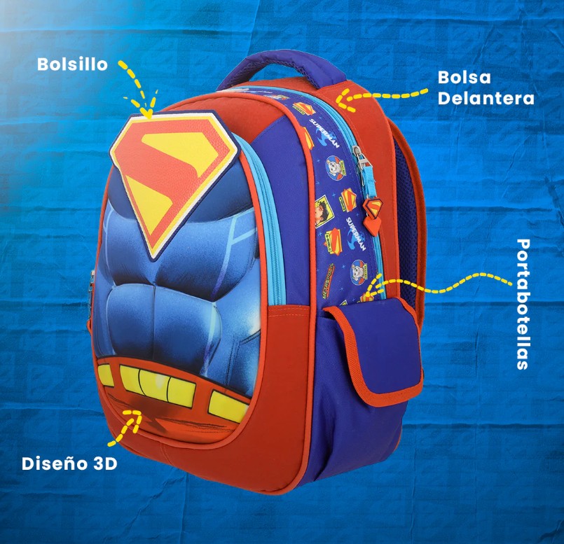 Superman Mochila Escolar Hero Armor Dc Comics Back Pack