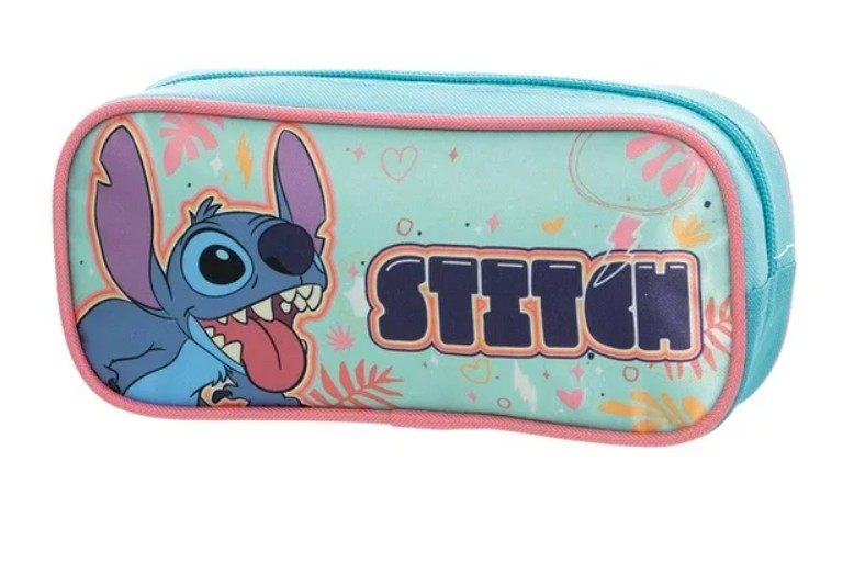 Stitch Lapicera Ruz Estuchera Disney Poliéster Turquesa y Rosa Estuche
