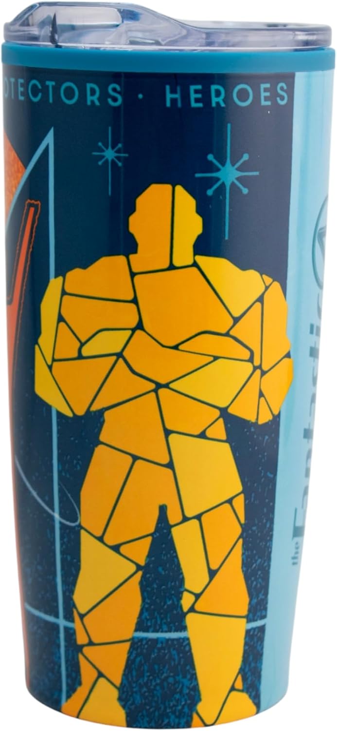 4 Fantasticos Termo doble pared Fantastic 4, capacidad 500ML, Marvel termo super heroes.