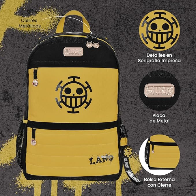 One Piece Mochila Trafalgar Back Pack Edición Limitada capacidad 19L, Amarillo, Grande