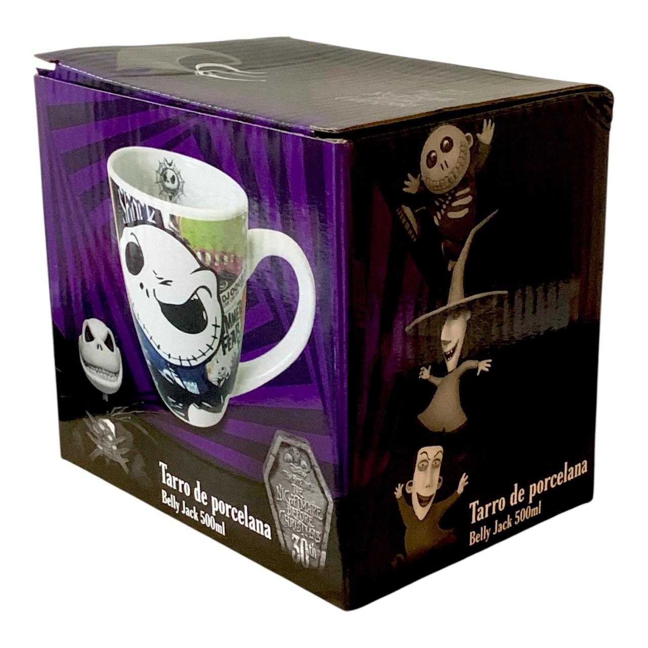 Taza Jack Skellington Taza Belly de Porcelana El Extraño Mundo de Jack Capacidad 500 ml con Caja de Regalo