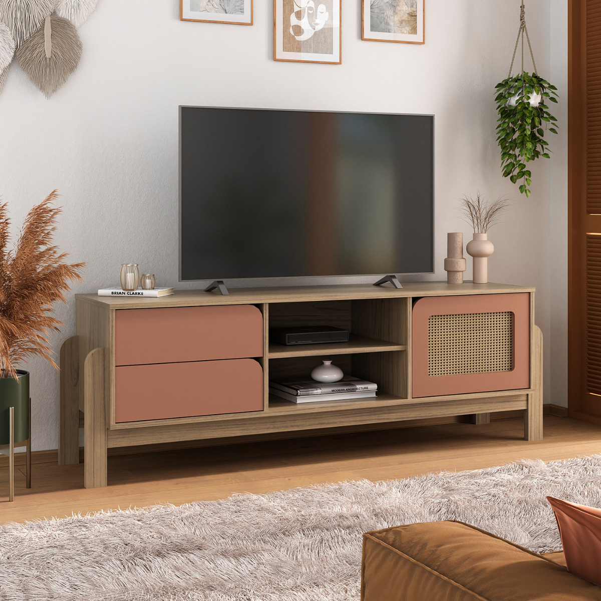 Mueble Para Tv Bertolini Nature Roble  Terracota
