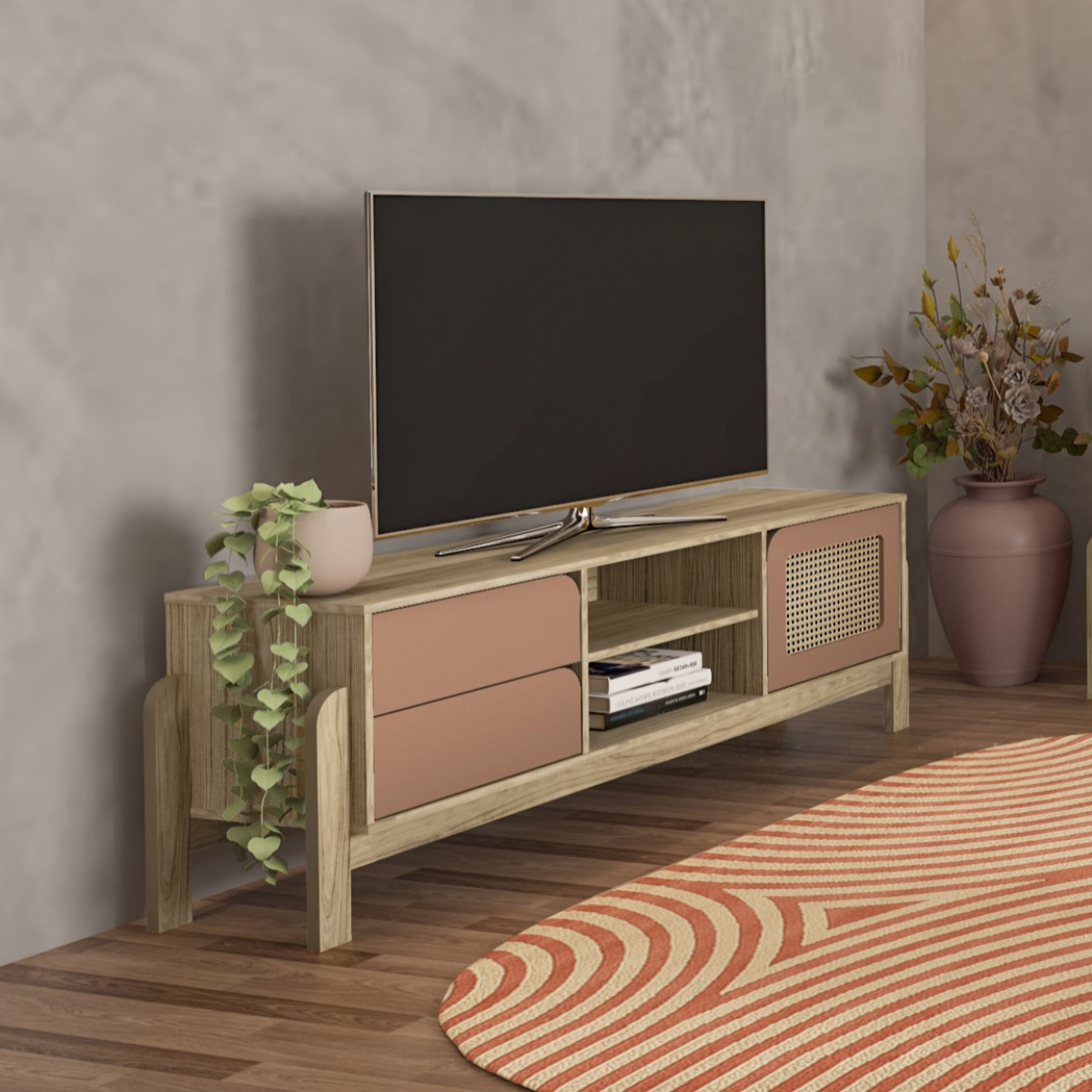 Mueble Para Tv Bertolini Nature Roble  Terracota
