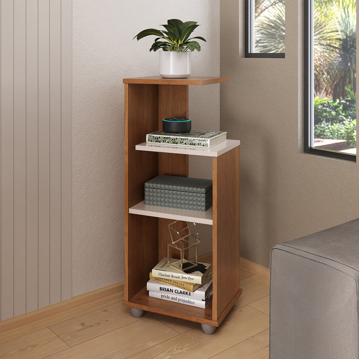 Mesa Lateral Bertolini Bis Color Cerezo Con Off White 