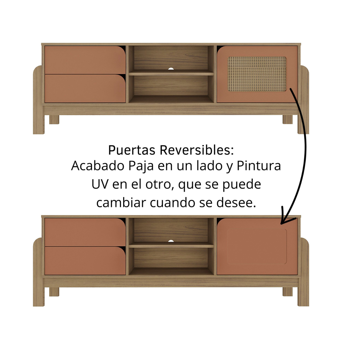 Mueble Para Tv Bertolini Nature Roble  Terracota