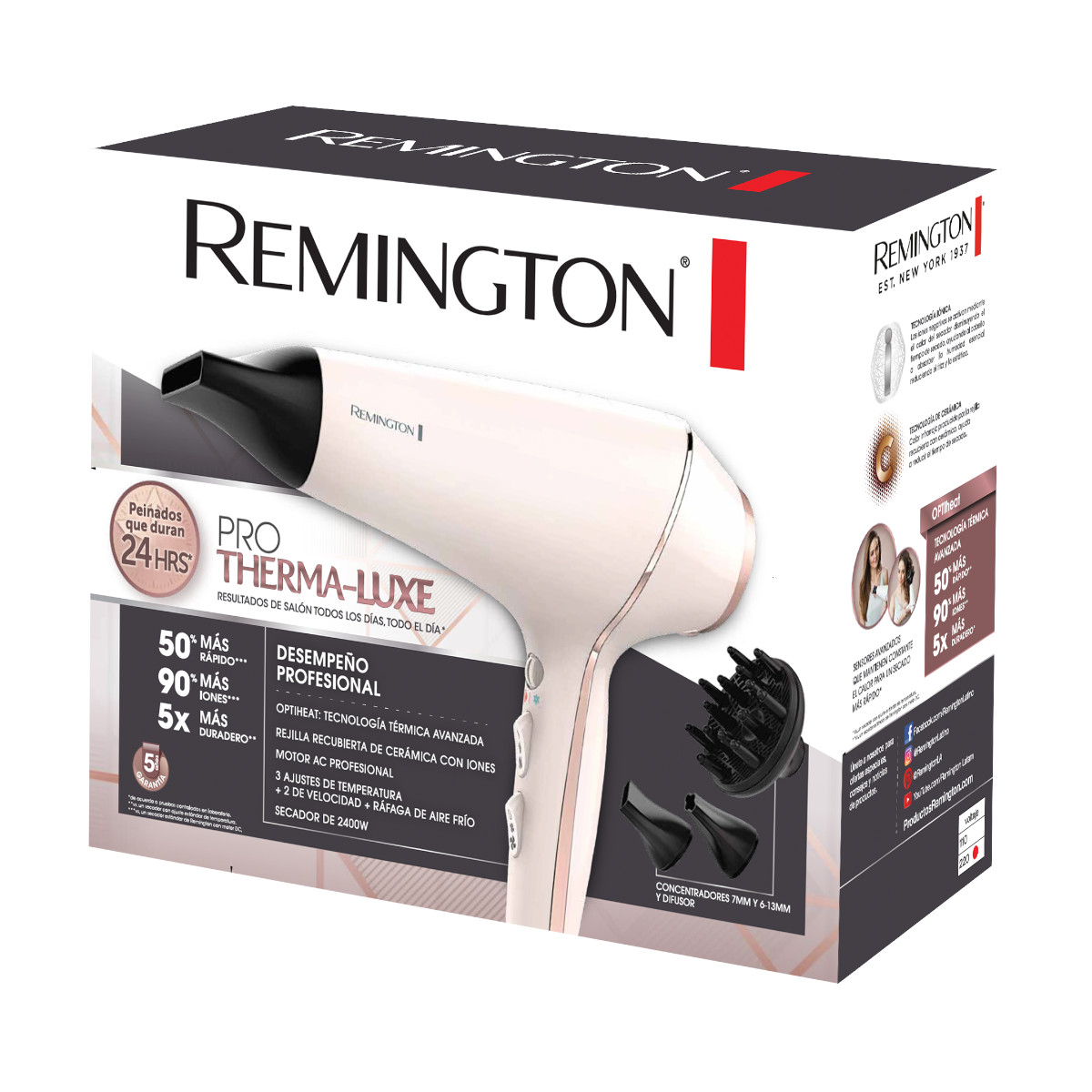 Secadora Remington Profesional 1900W cerámica con Iones