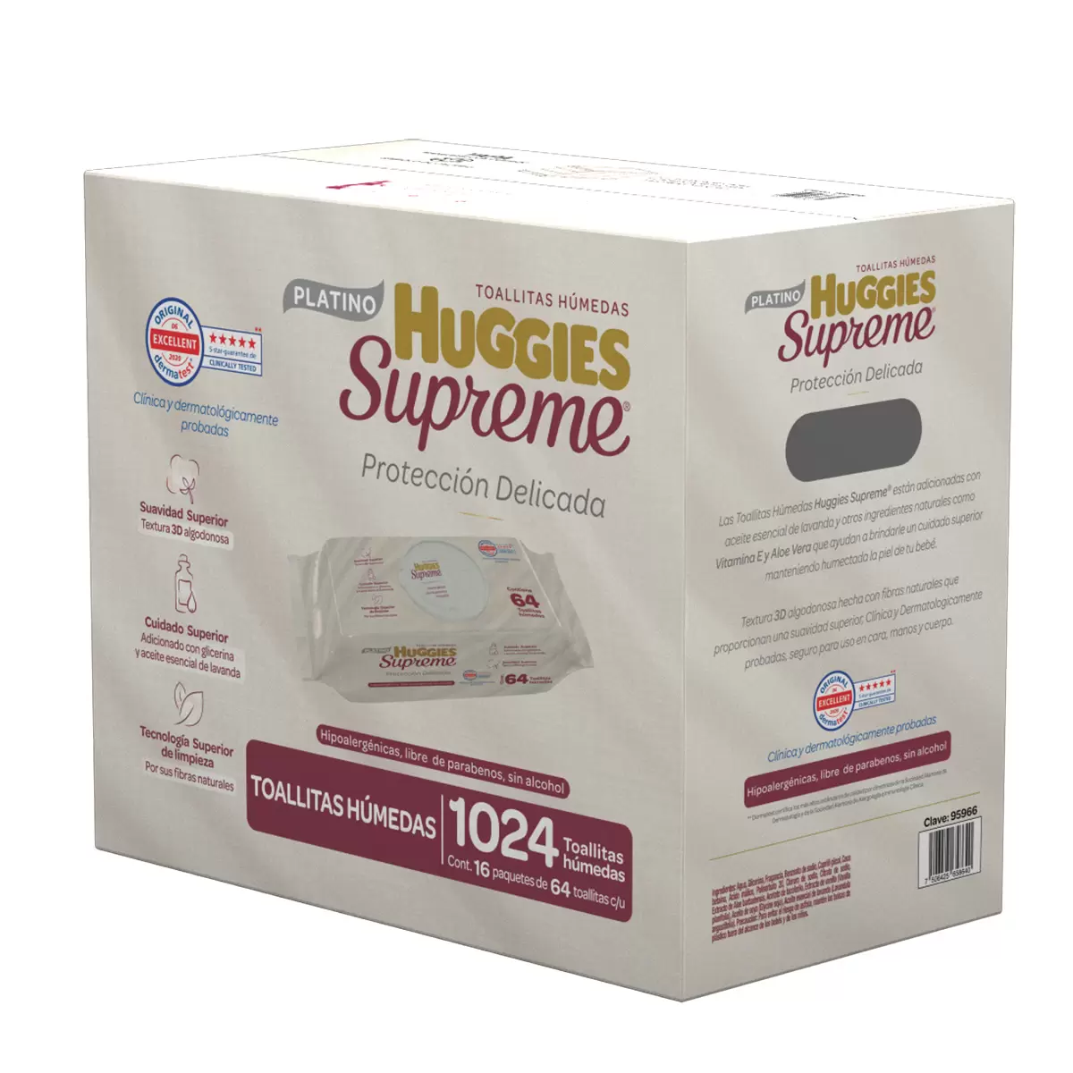 Huggies Supreme Platino Toallitas Húmedas para Bebé 1024 pzas