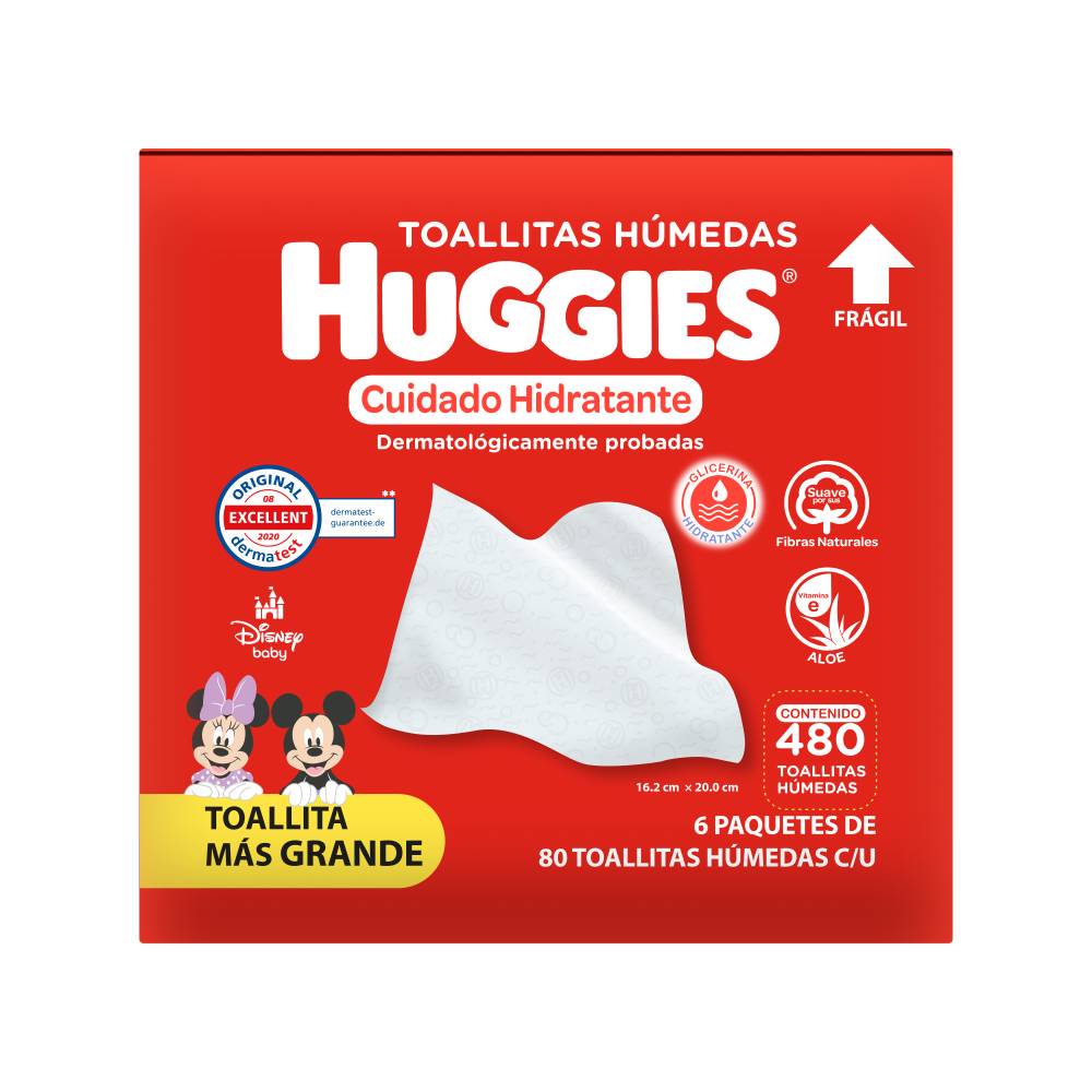 Toallitas Húmedas Huggies Cuidado Hidratante 6 Paquetes con 80 pzas c/u