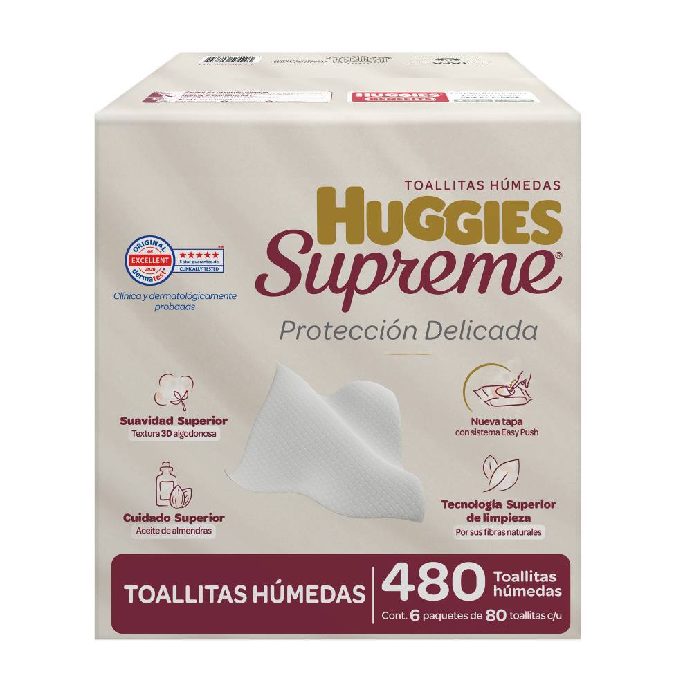 Toallitas Húmedas para Bebe Huggies Supreme 480 pzas