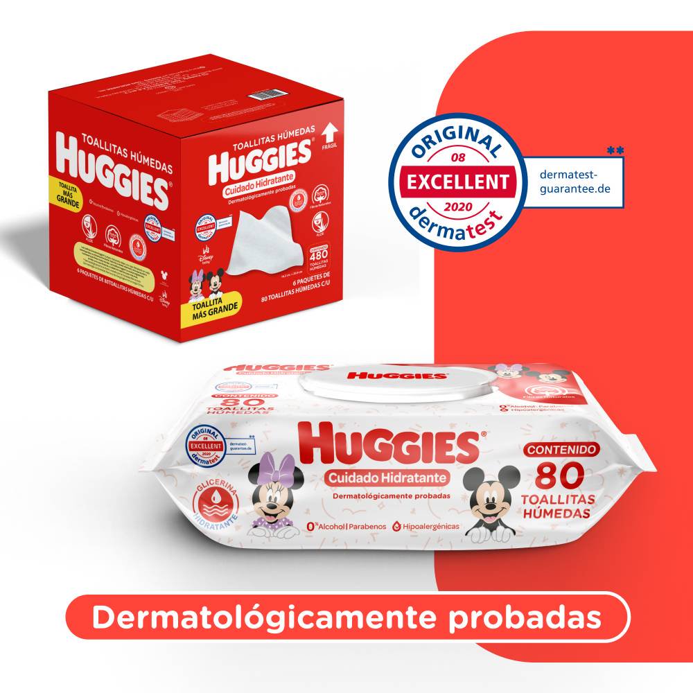 Toallitas Húmedas Huggies Cuidado Hidratante 6 Paquetes con 80 pzas c/u