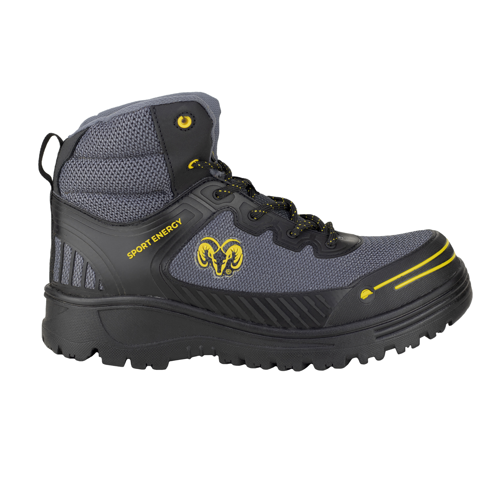 Bota Industrial De Seguridad New Ram Con Casquillo 9619 Acero Negro Amarillo