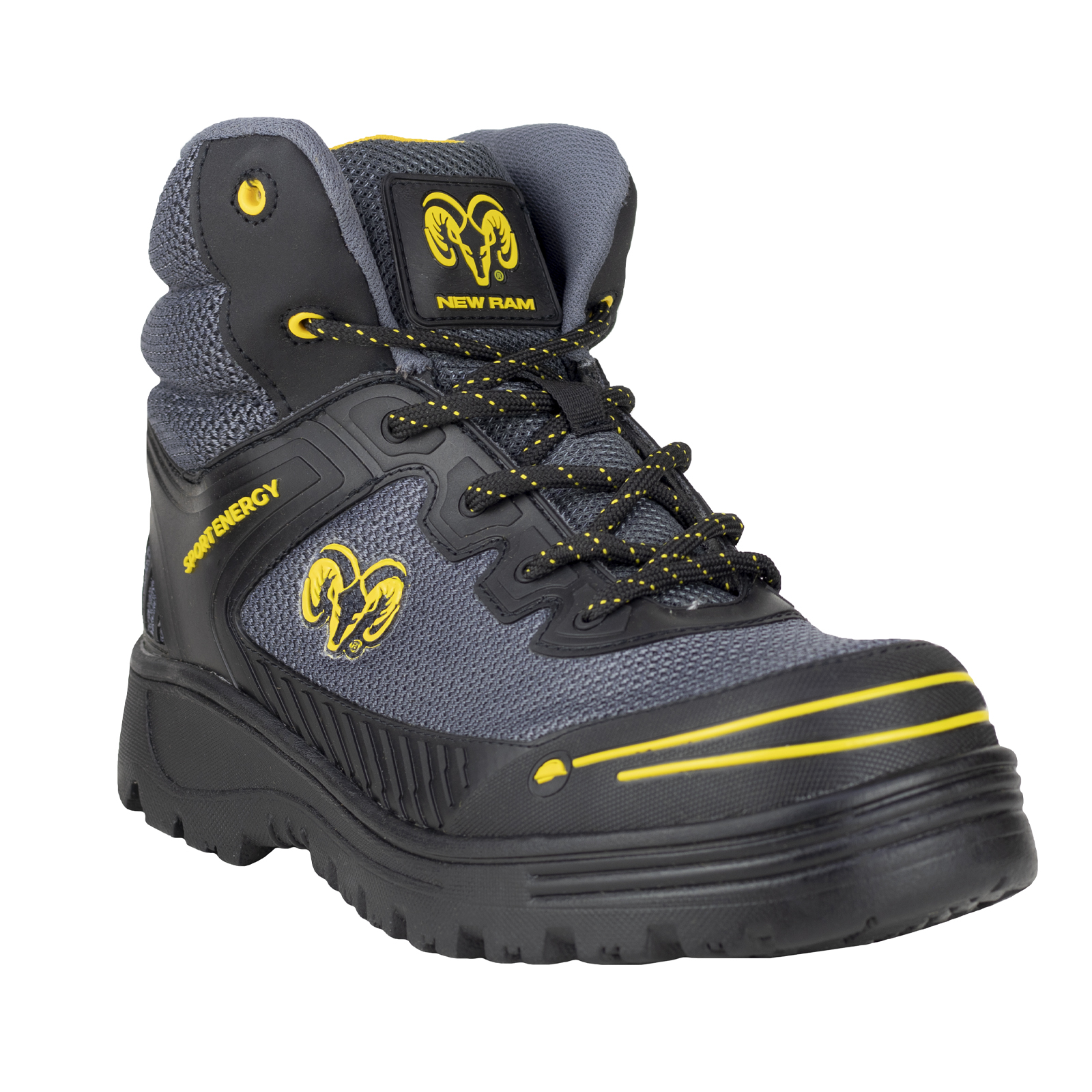 Bota Industrial De Seguridad New Ram Con Casquillo 9619 Acero Negro Amarillo