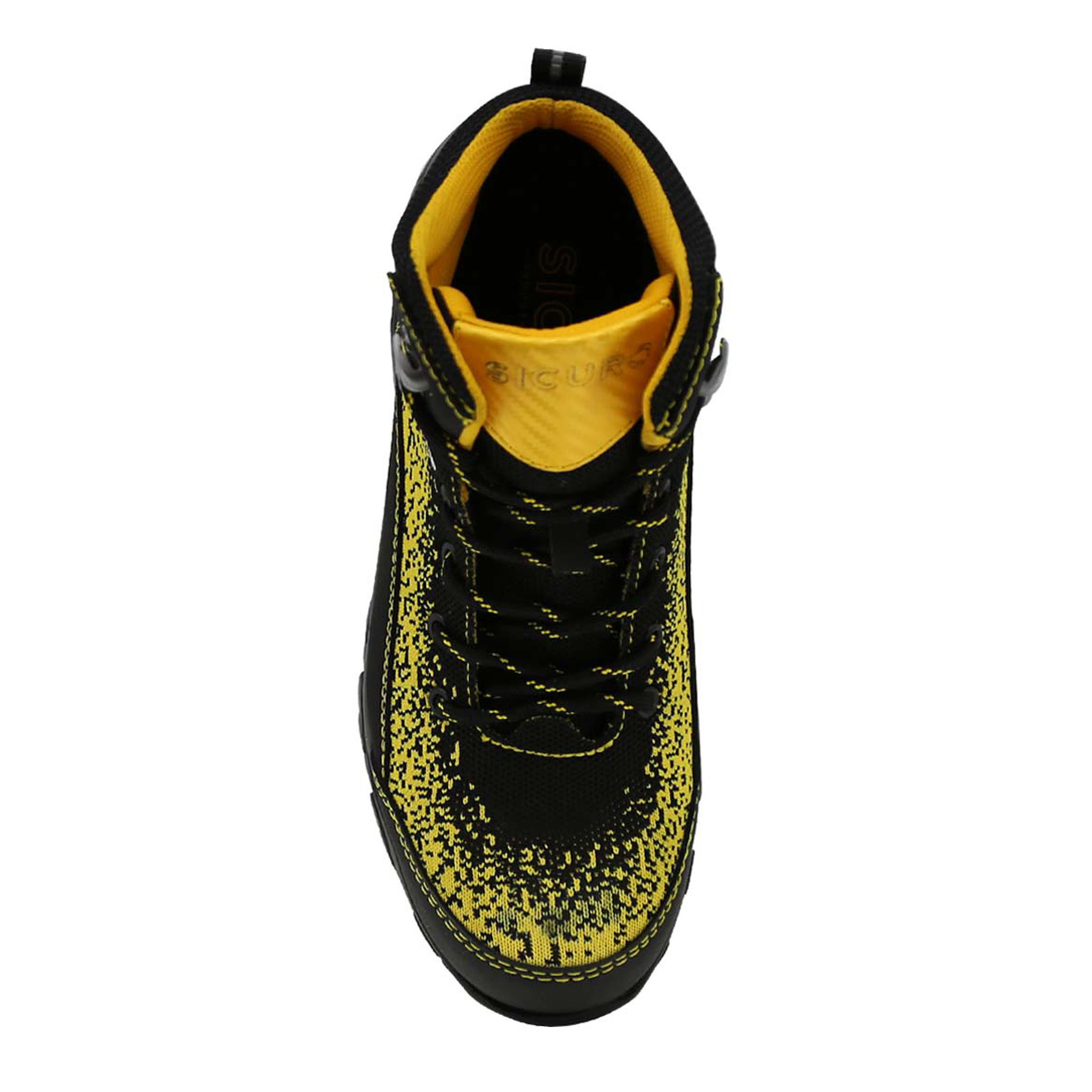 Calzado De Seguridad Bota Sicuro Para Hombre Sf88 Negro Amarillo Con Casco De Policarbonato