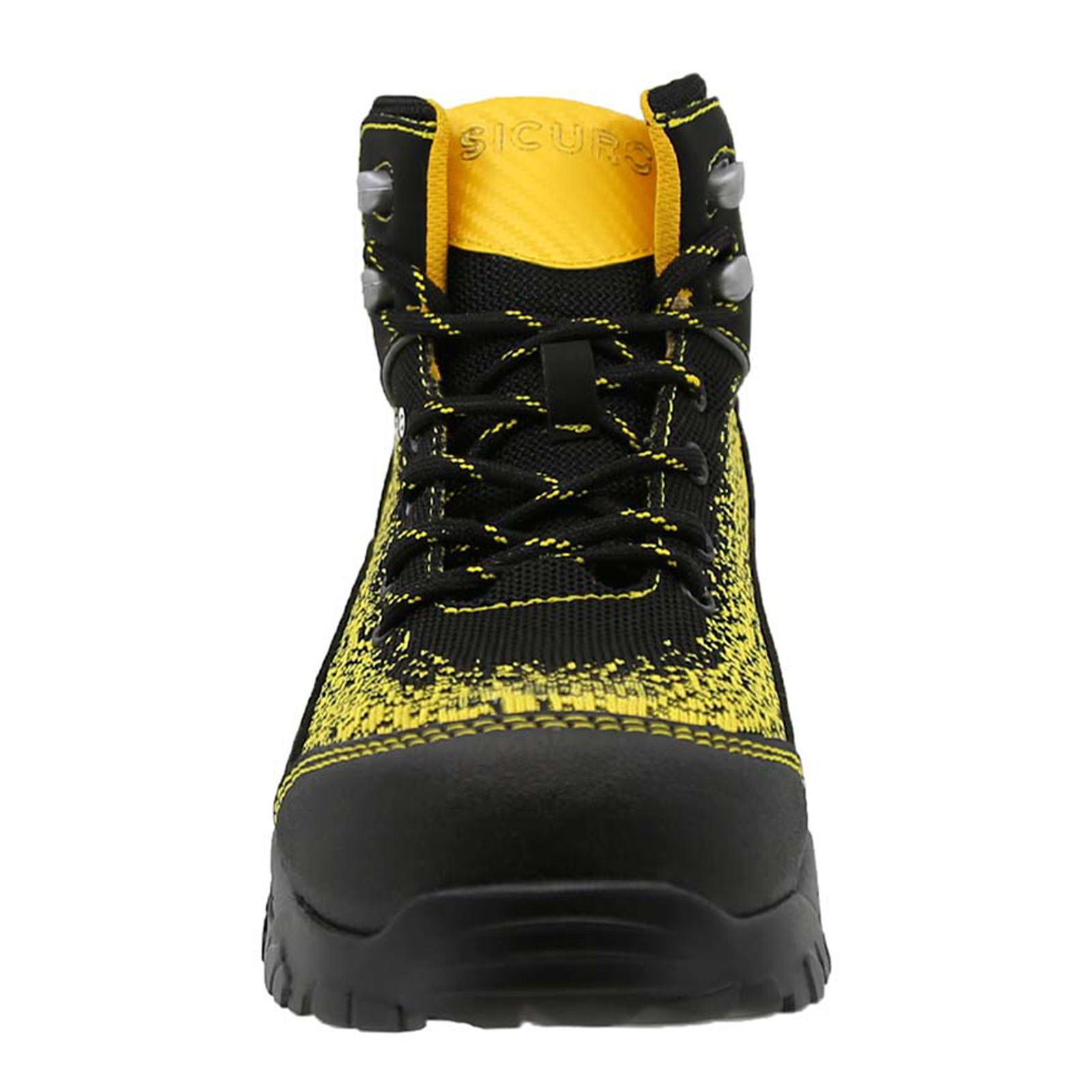 Calzado De Seguridad Bota Sicuro Para Hombre Sf88 Negro Amarillo Con Casco De Policarbonato