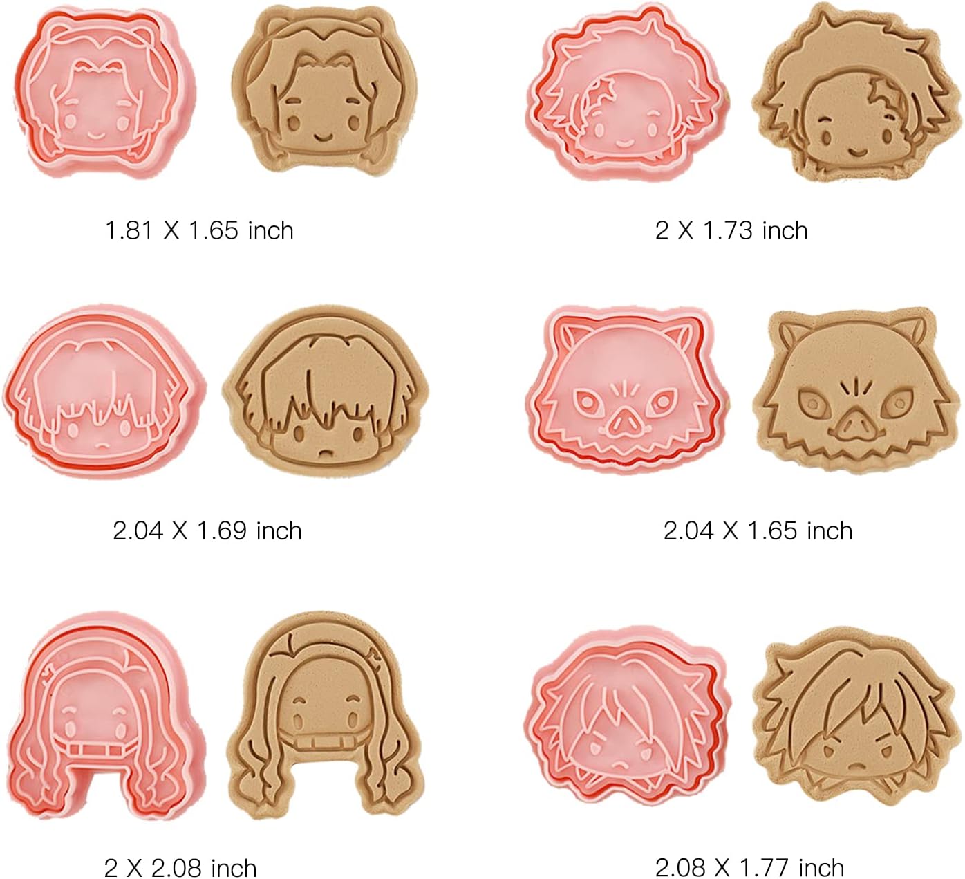 Cortador de Galletas Anime Demon Slayer 6 Piezas Dibujos Animados Molde