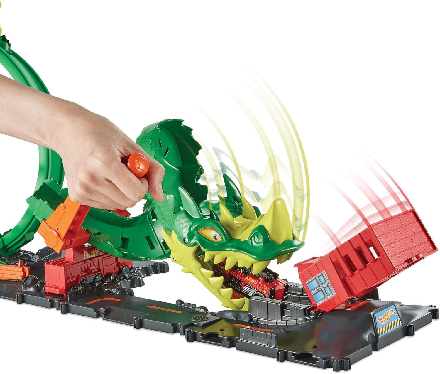 Pista Hot Wheels City Dragon Drive Firefight Playset Derrota al Dragón con Acrobacias