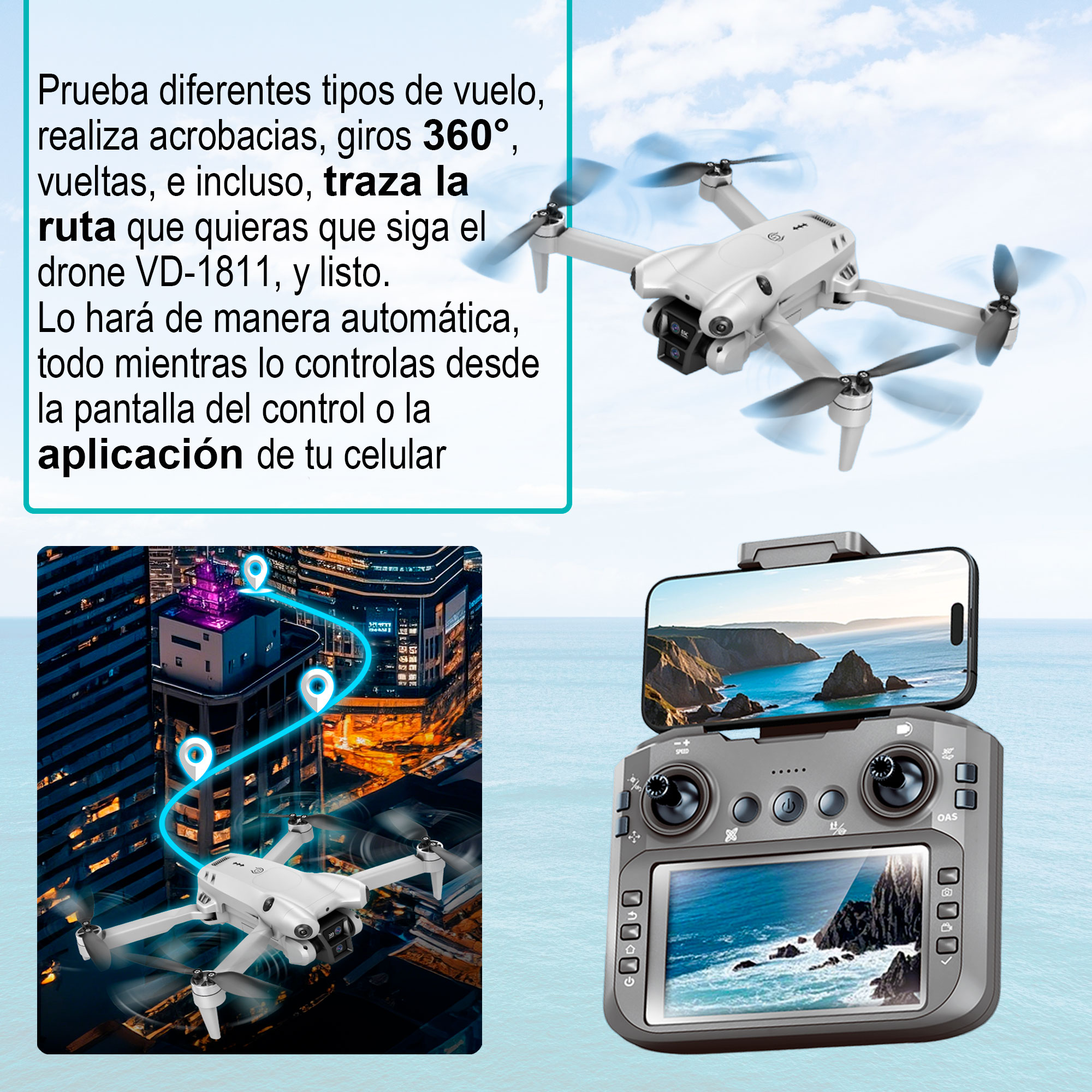 Drone Vak 1811 Reconocimiento Optico Gestos 2 Camaras Wifi