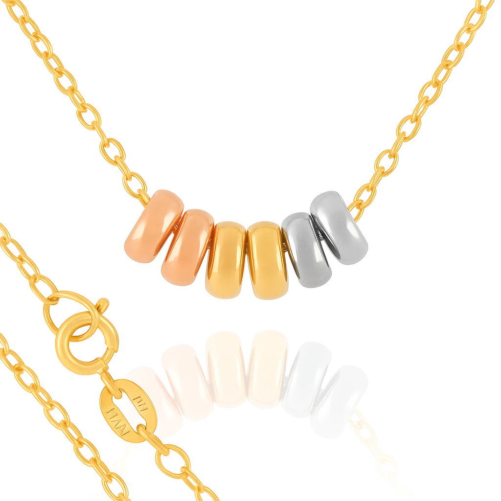 Cadena Oro Italiano 10k, Semanario Para Mujer -Collar 3 Oros (Oro blanco, Oro Amarillo, Oro Rosa) | Joyería Fina