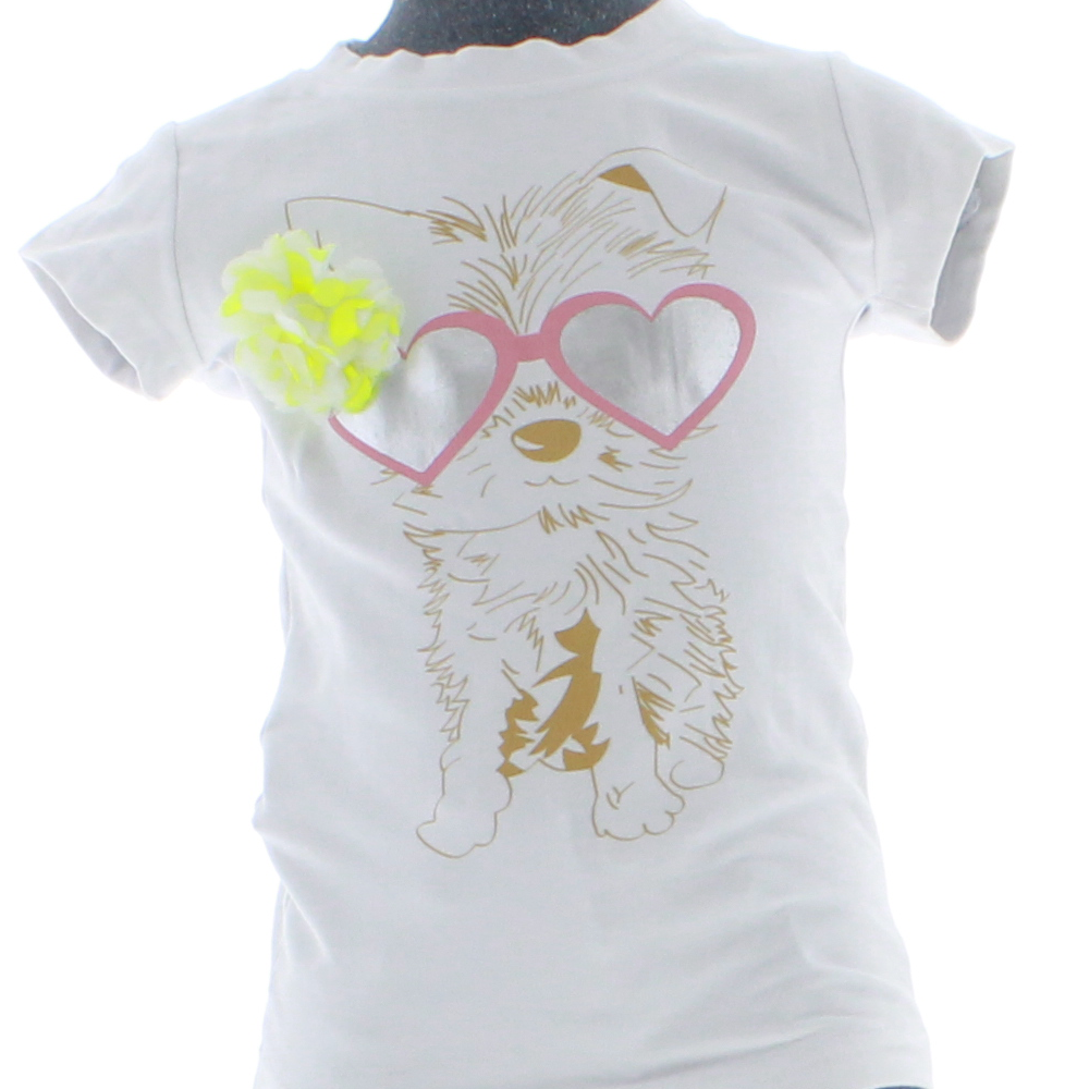 Playera Niña Blanca Perro Con Moño 3959  4 A 16 Años