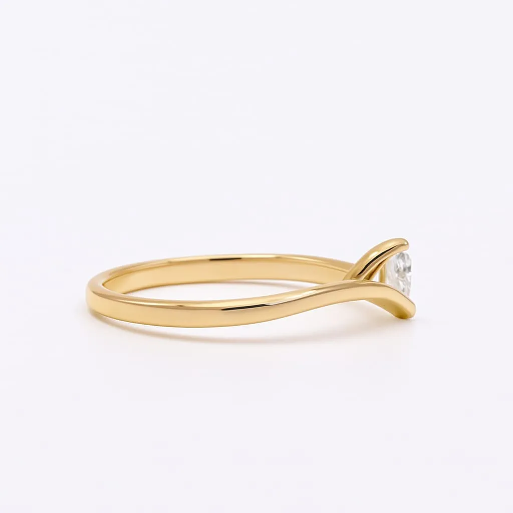 Anillo Oro 14k Union Zirconia Minimalista Compromiso