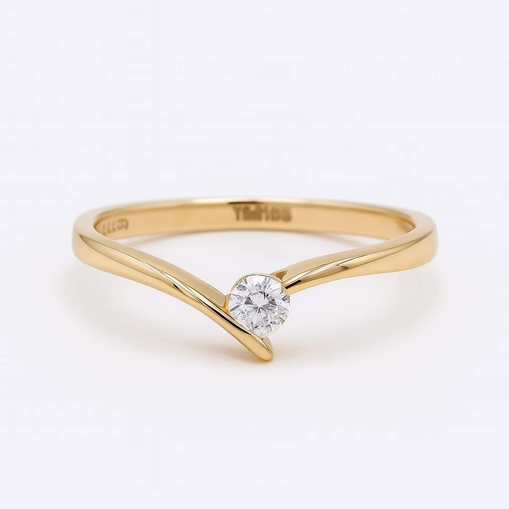 Anillo Oro 14k Union Zirconia Minimalista Compromiso