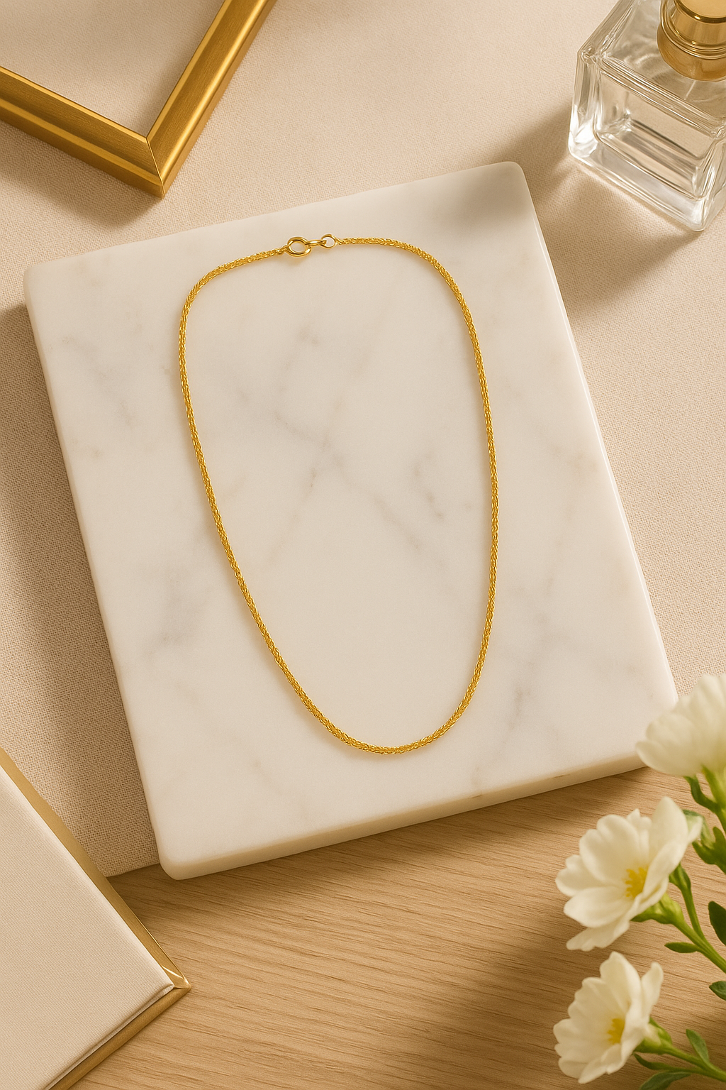 Cadena Estilo Torzal 45 cm X 1 Mm Oro 10 Kilates + Obsequio