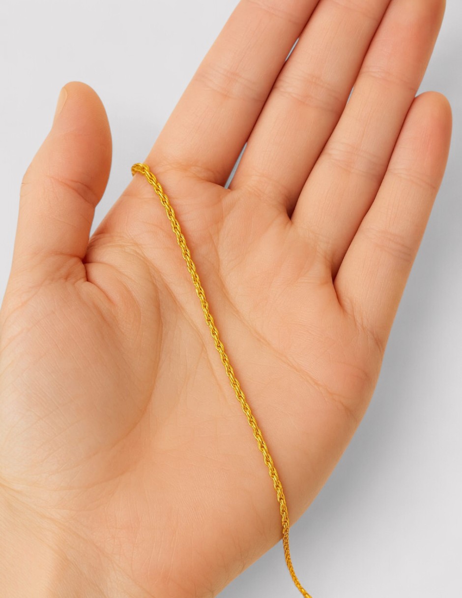 Cadena Estilo Torzal  1 Mm x  45 cm Oro 14k + Obsequio 