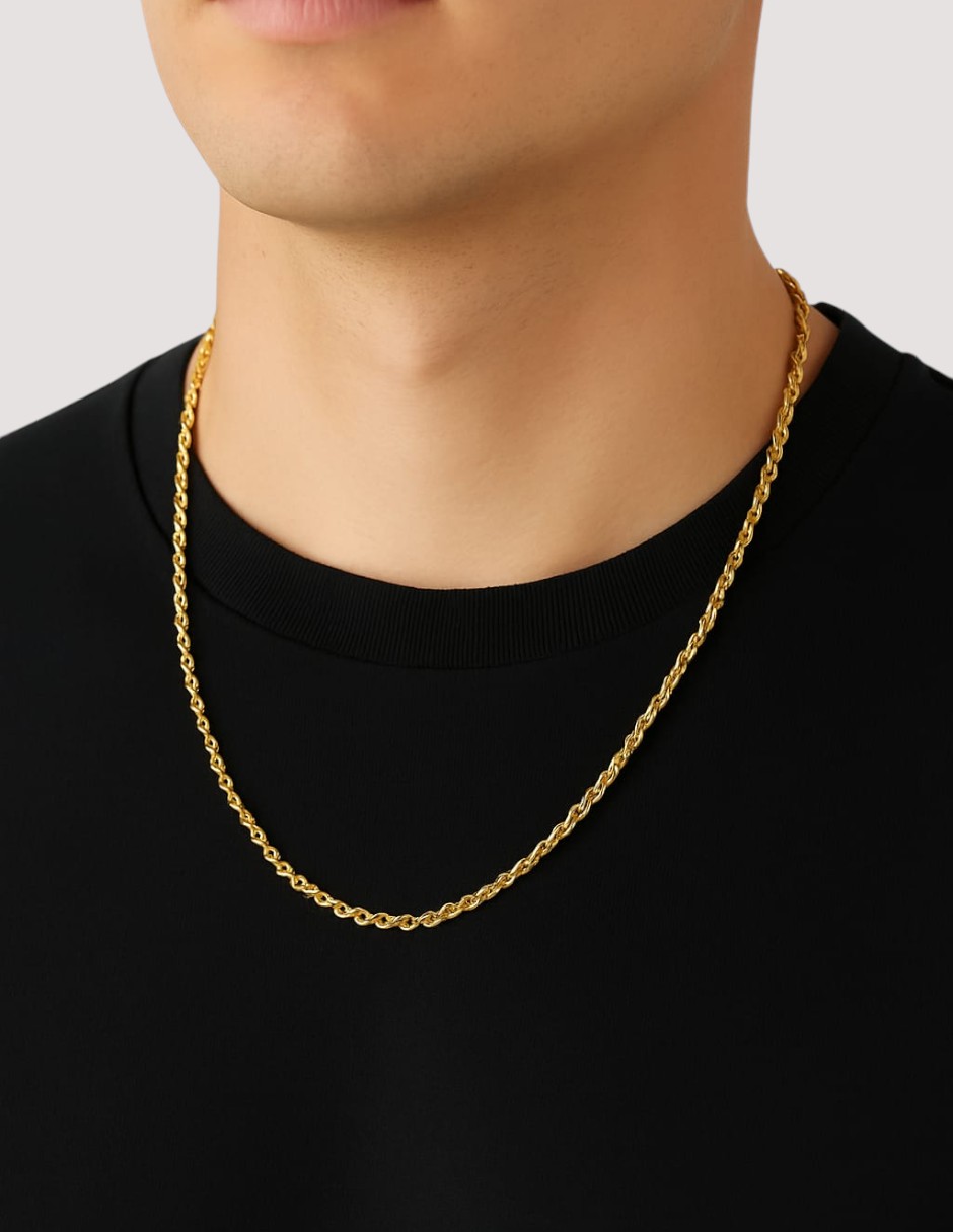 Cadena Estilo Torzal 50cm X 2mm Oro 14 Kilates + Obsequio