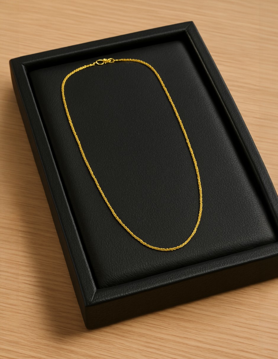 Cadena Estilo Torzal 45 cm X 1 Mm Oro 10 Kilates + Obsequio