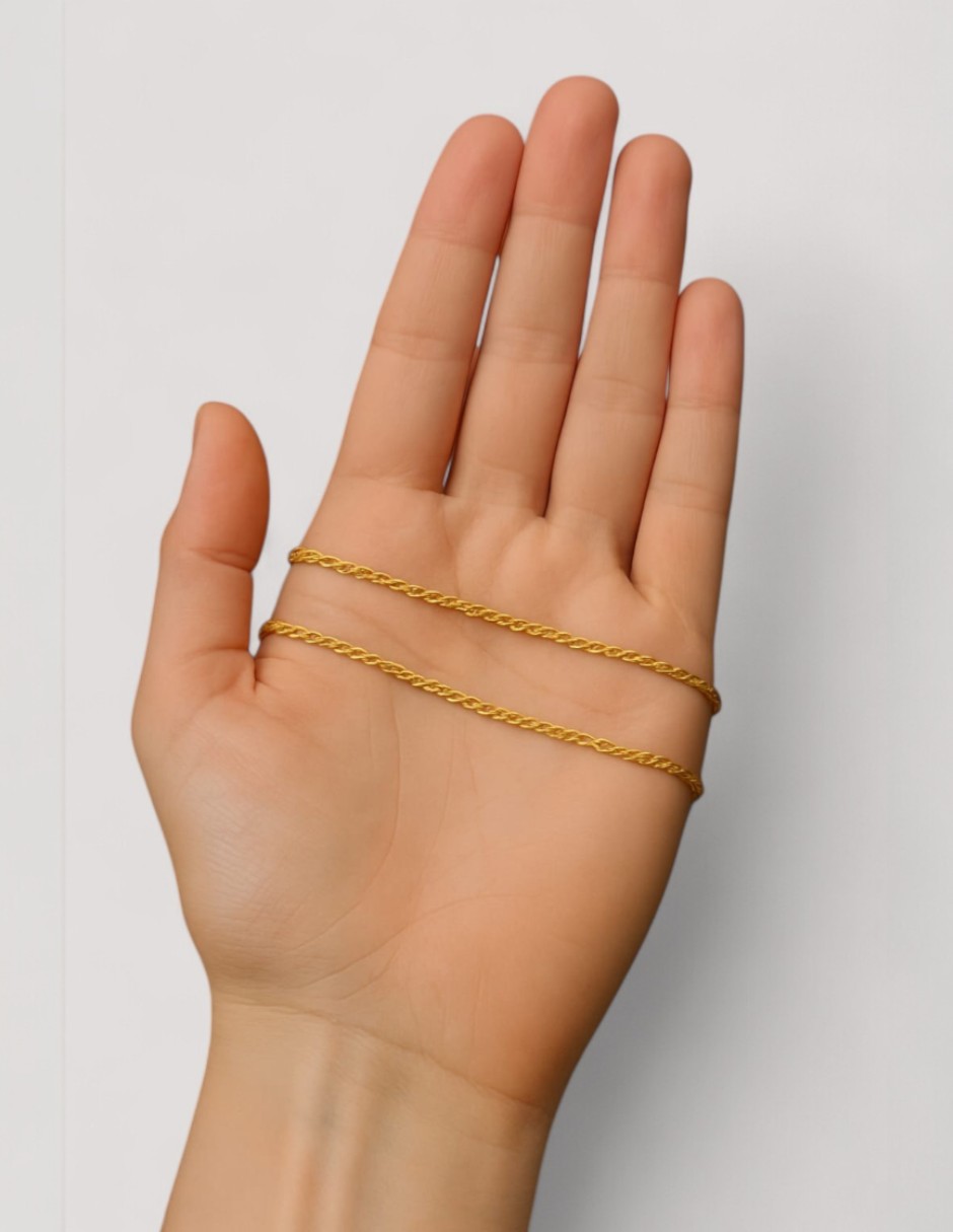 Cadena Estilo Torzal 50cm X 2mm Oro 14 Kilates + Obsequio