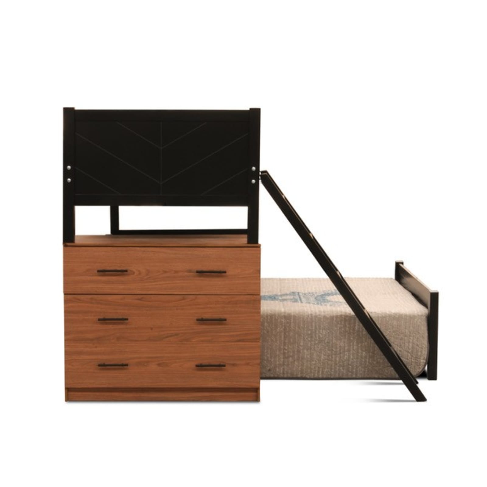 Litera Matrimonial Individual Quebec + Mueble Cajonera Para Almacenamiento