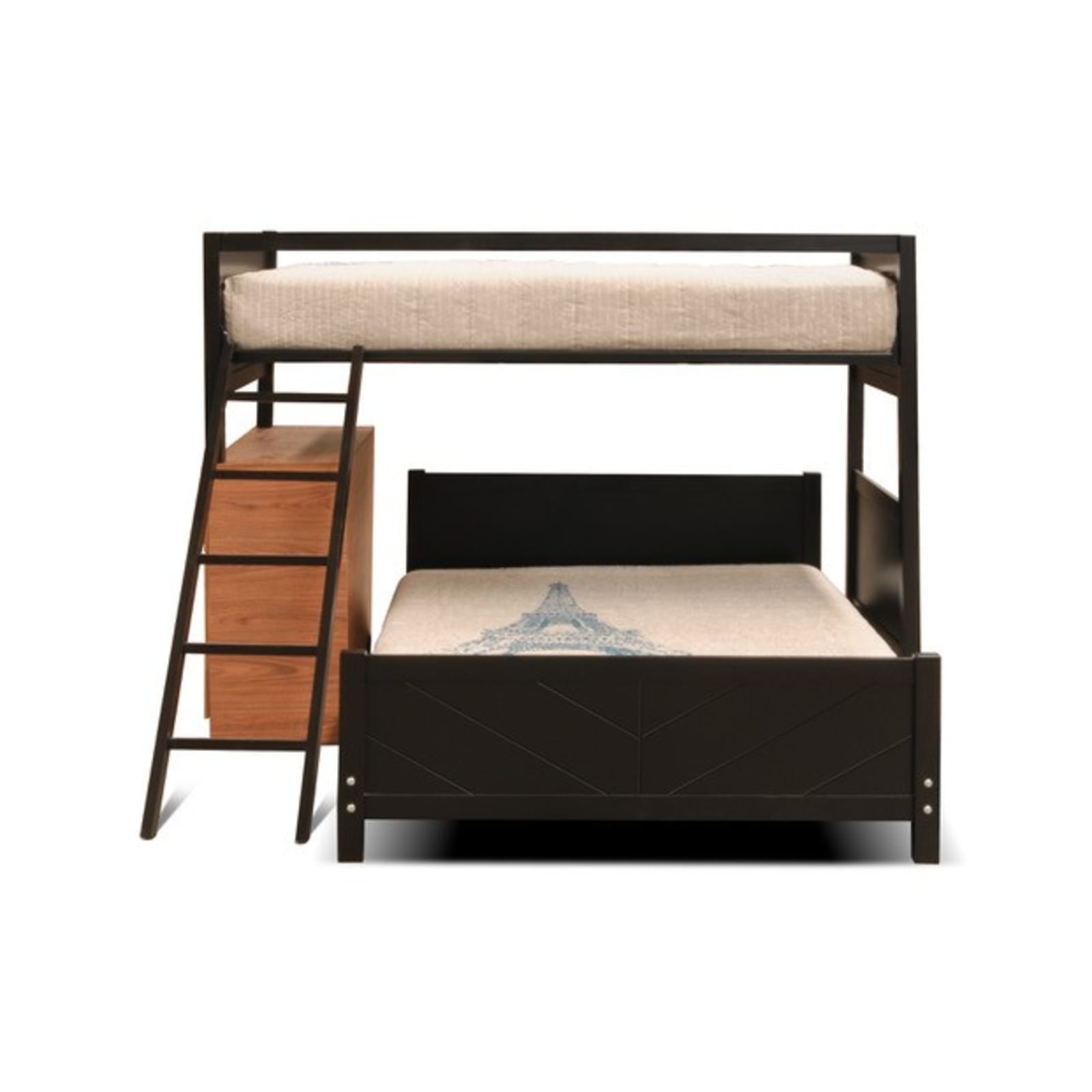 Litera Matrimonial Individual Quebec + Mueble Cajonera Para Almacenamiento