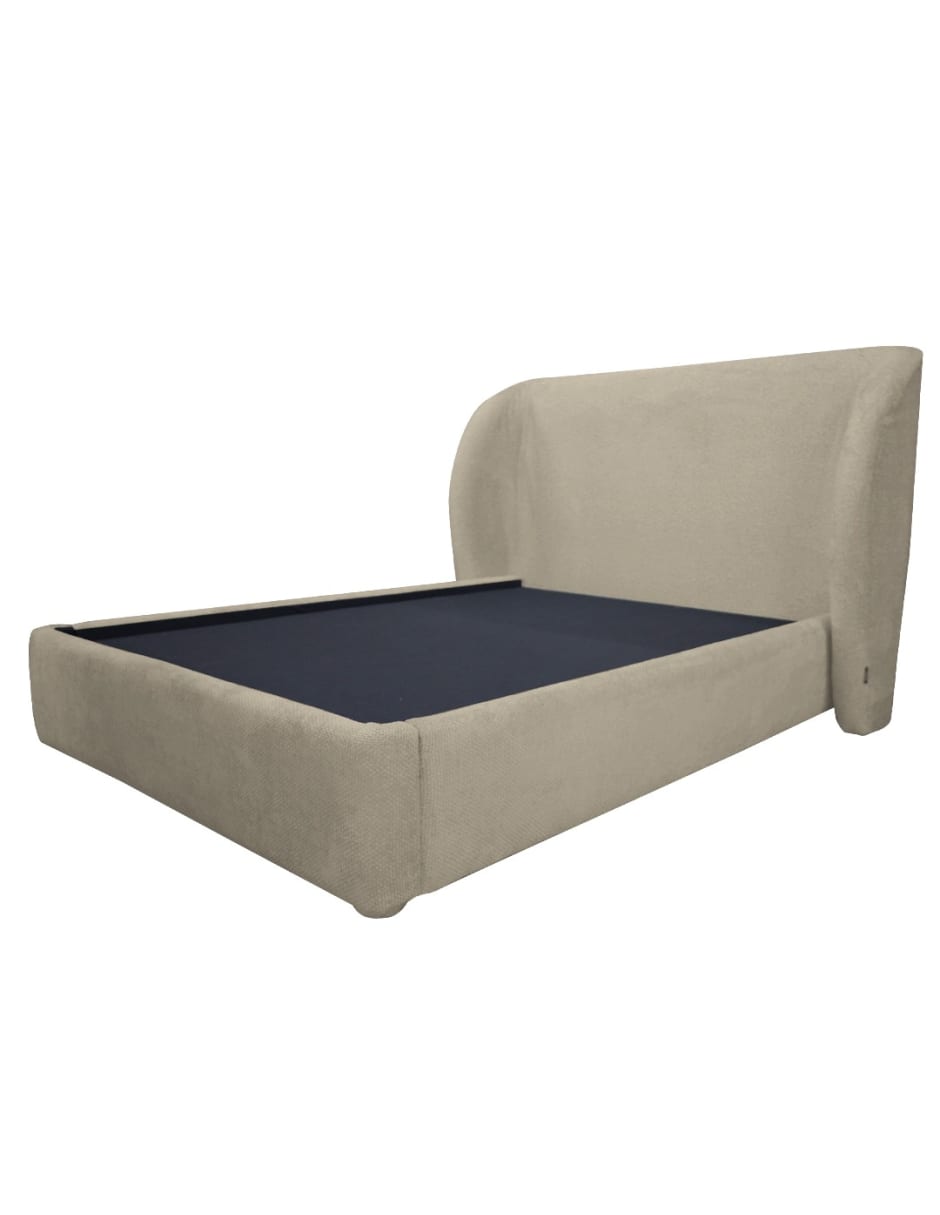 Cama Matrimonial Nicky Gris, Tapizado Edimburgo Textura Suave