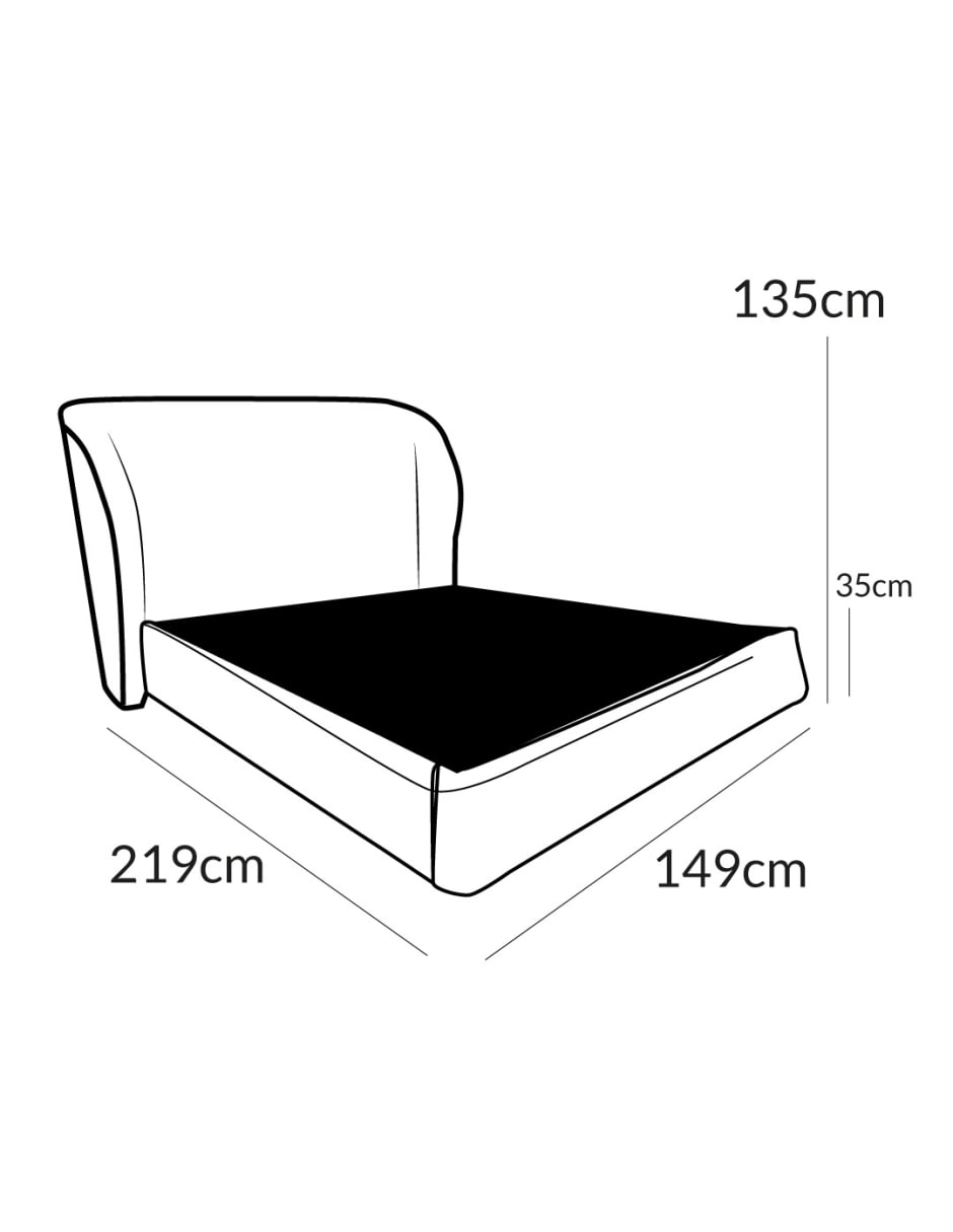 Cama Matrimonial Nicky Gris, Tapizado Edimburgo Textura Suave