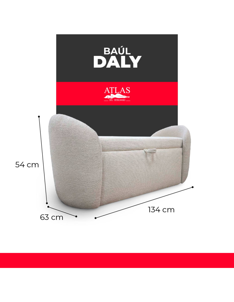 Baúl de Almacenamiento Daly Beige, Tapa Abatible